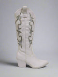 White Western Glitter Design Cowboy Boots