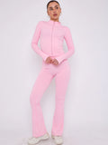 Pink Buttery Soft Ruched Contour Flare Trousers and Sports Jacket Co-Ord