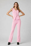 Pink Button Waistcoat Top & Wide Leg Trouser Co-ord Set
