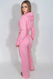 Pink Cropped Hoodie and Jogger Fleece Loungewear Co-Ord