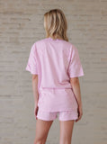 Pink Cross Embroidered T-Shirt & Shorts Co-ord