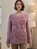 Red Colourful Popcorn Style Warm Crew Neck Jumper