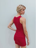 Red Longline Button Through Waistcoat & Mini Skirt Co-ord