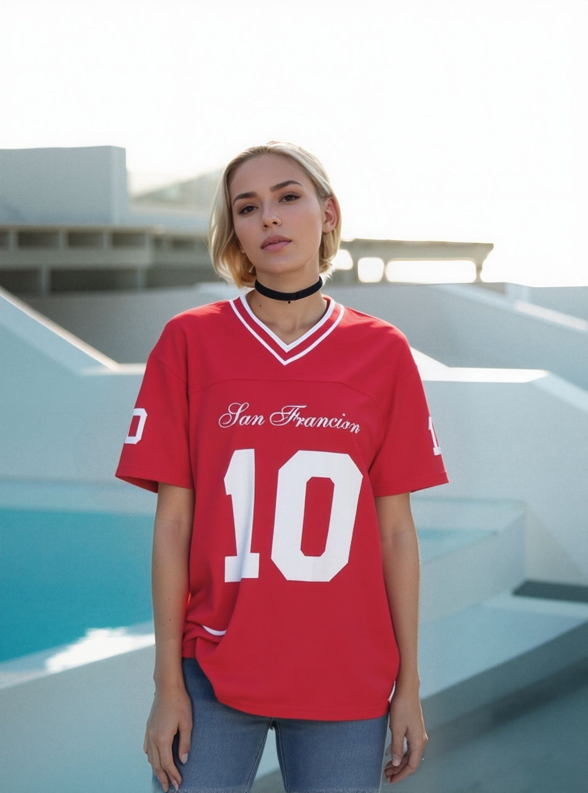 Red San Francisco Print Jersey T-Shirt