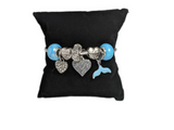 Silver Blue Heart Grandma Charm Bracelet
