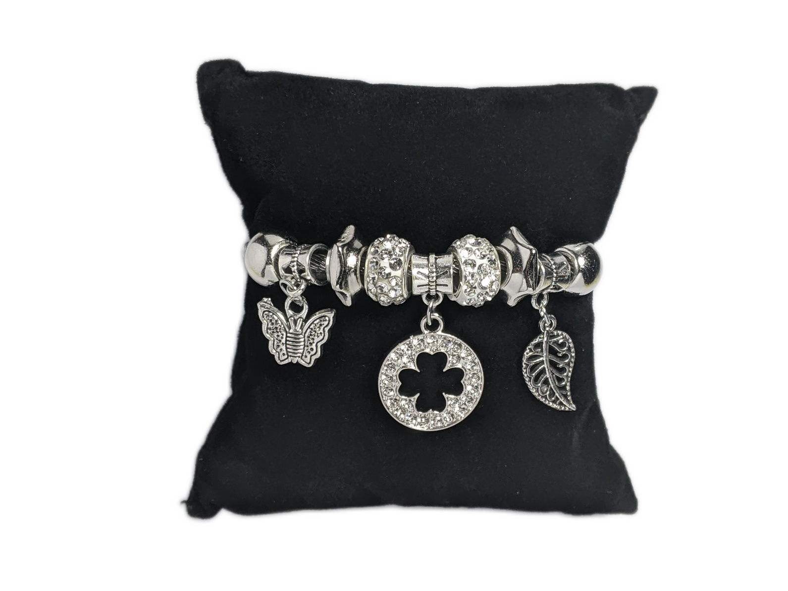 Silver Clover Multi Charm Bracelet