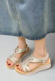 Silver Embellished Wedge Elegant Summer Platform Sandals