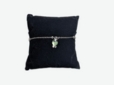 Silver Green Round Charm Link Bracelet
