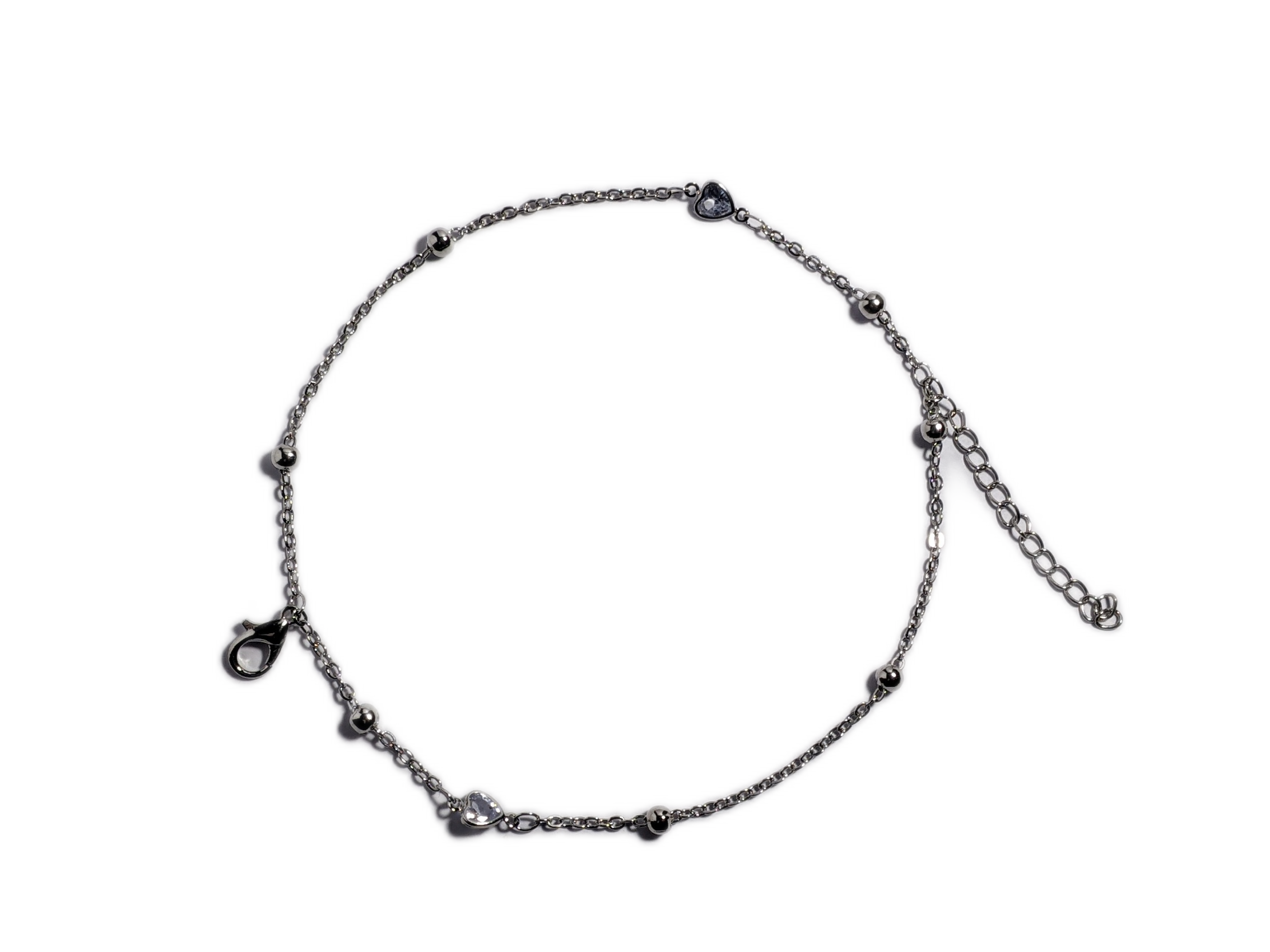 Silver Heart Link Chain Bracelet
