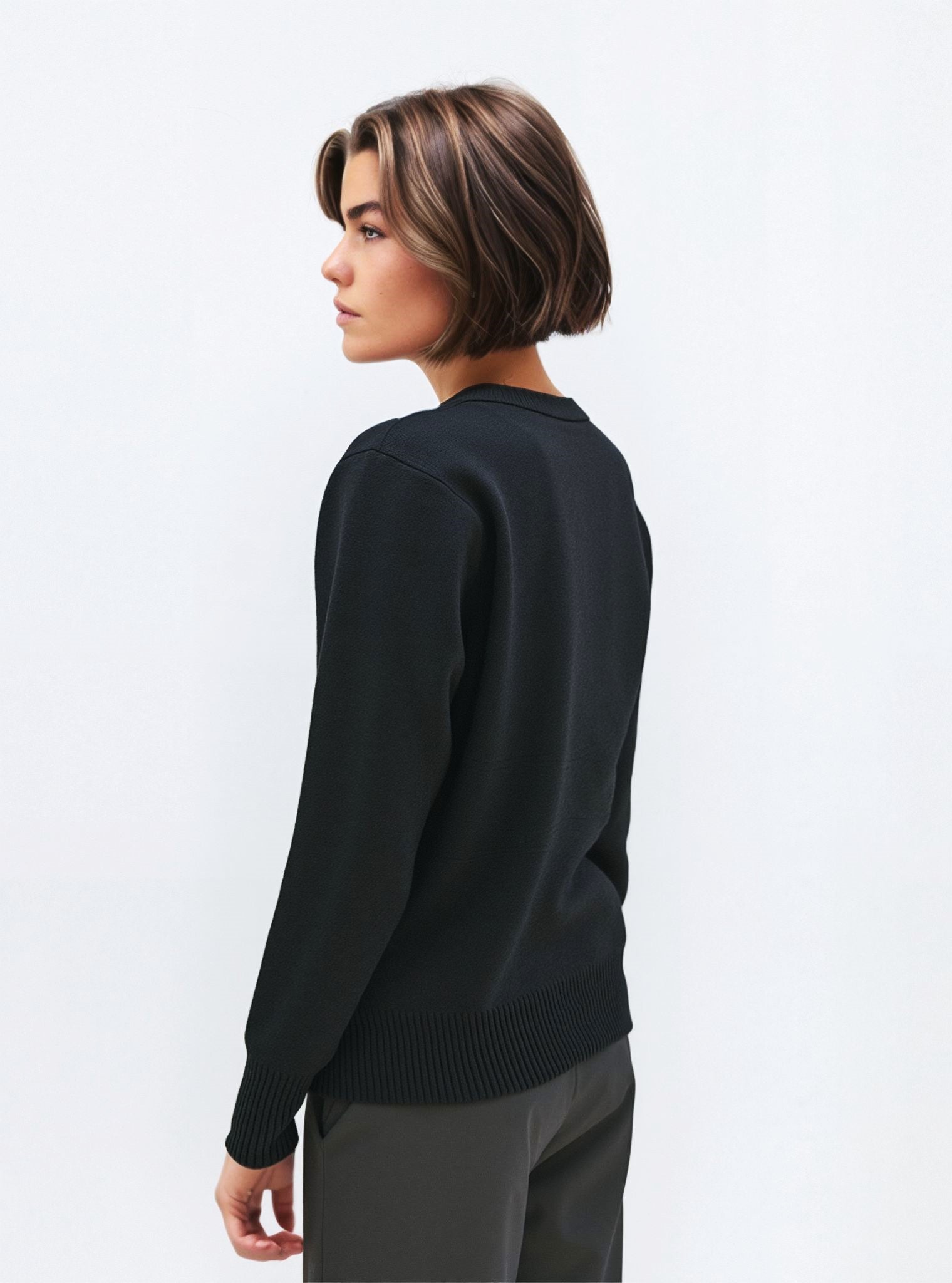 Black Cable Knit Cardigan - Classic Button-Down Sweater