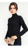 Black Women's Turtleneck Knit Sweater - Elegant & Cozy