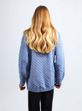 Classic Blue Cable Knit Cardigan for Women - Button-Front Long Sleeve Sweater with Pockets, Cozy & Stylish