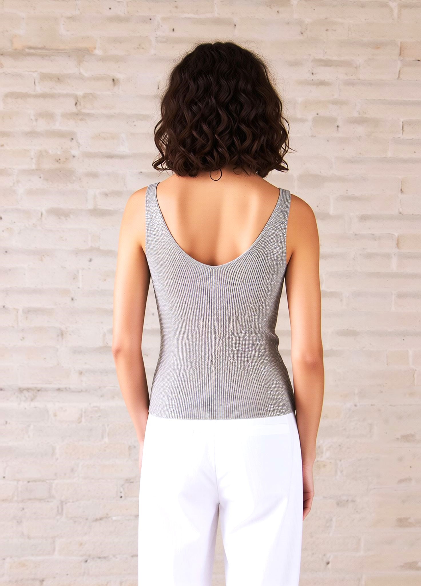 Silver Knit Vest Top