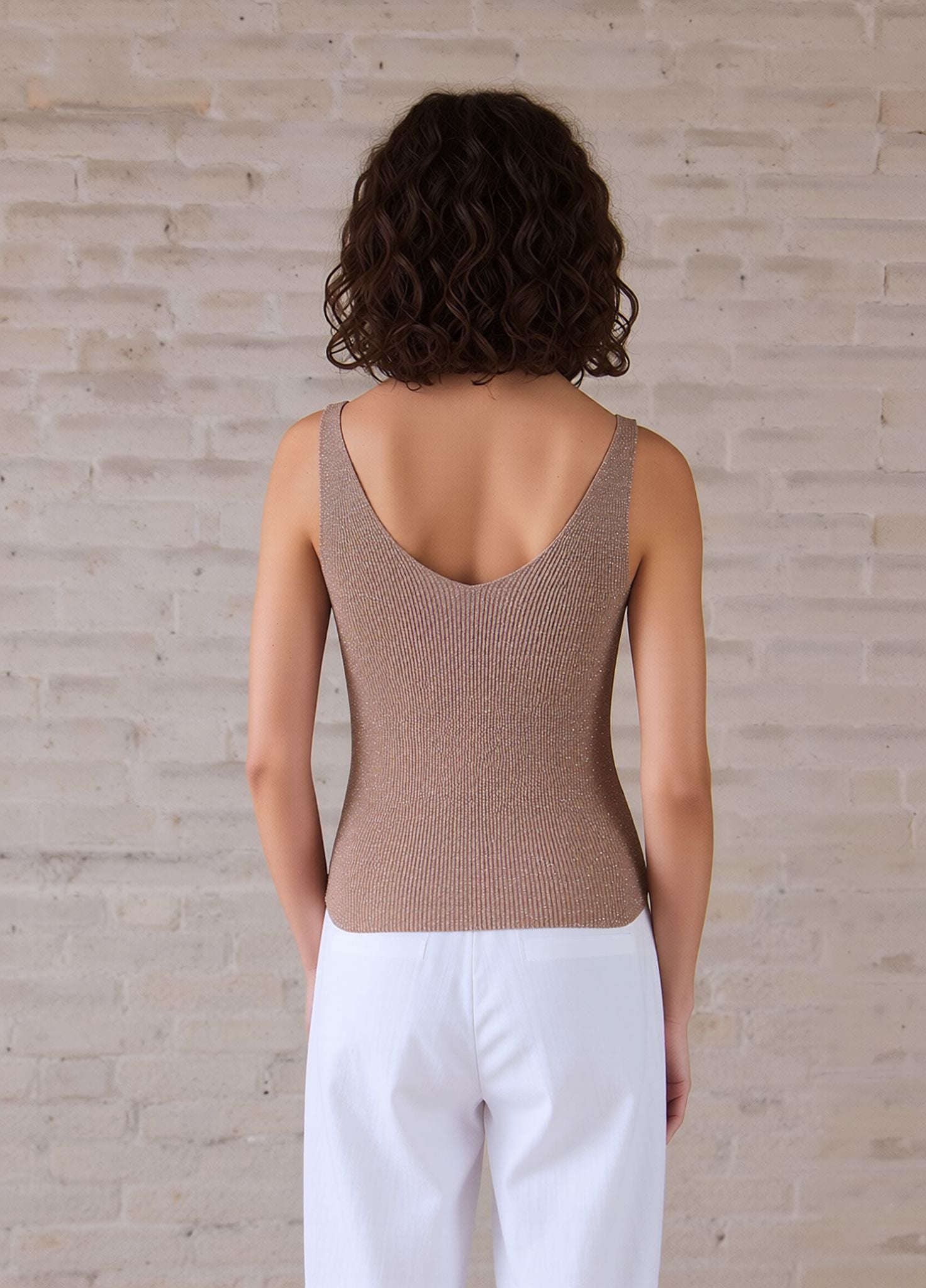 Beige Knit Vest Top