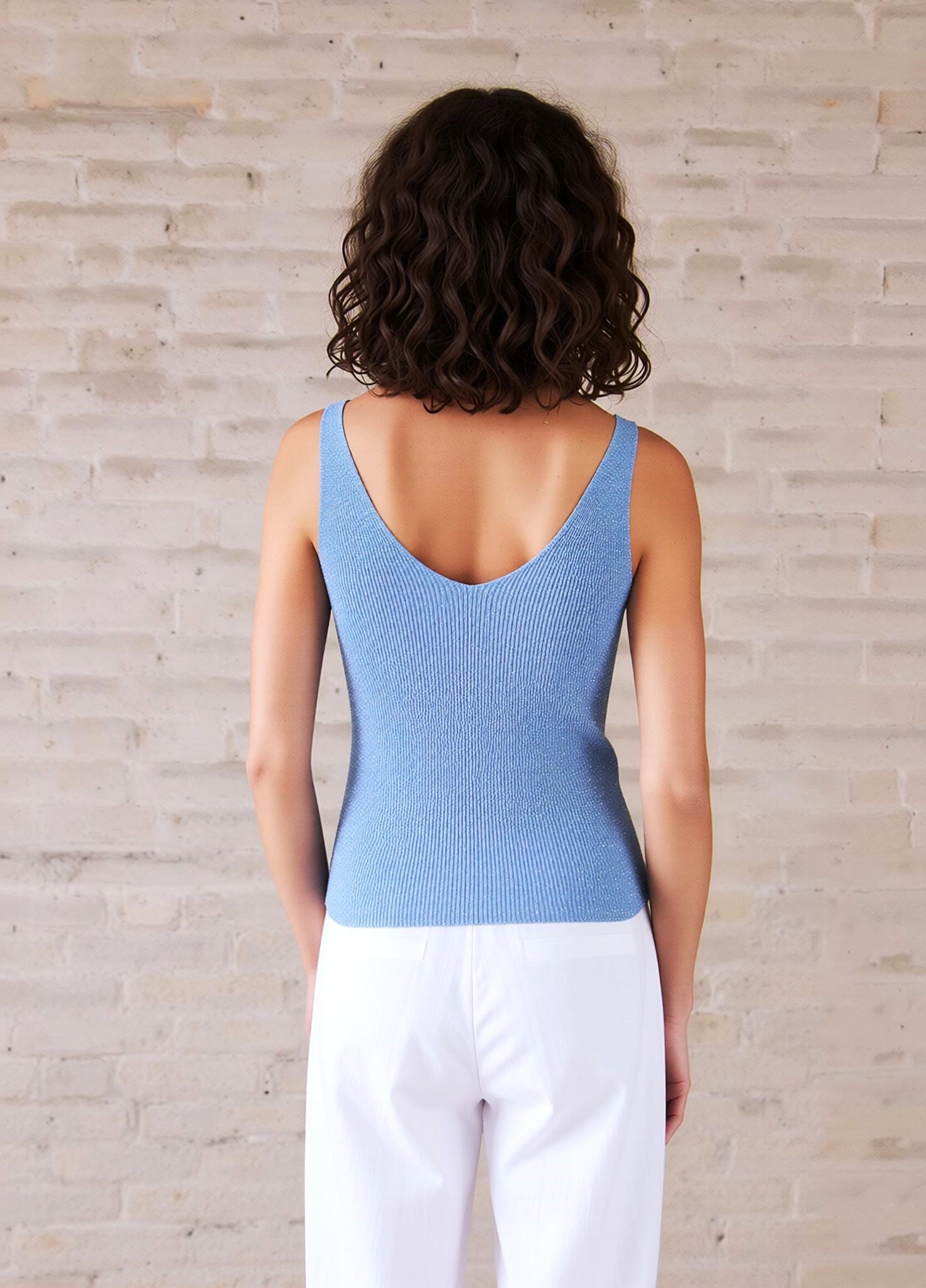 Blue Knit Vest Top