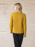Mustard V-Neck Cable Knit Jumper