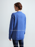 Blue V-Neck Cable Knit Jumper