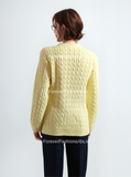 Yellow Round Neck Cable Knit Jumper