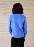 Blue Round Neck Diamond Design Jumper