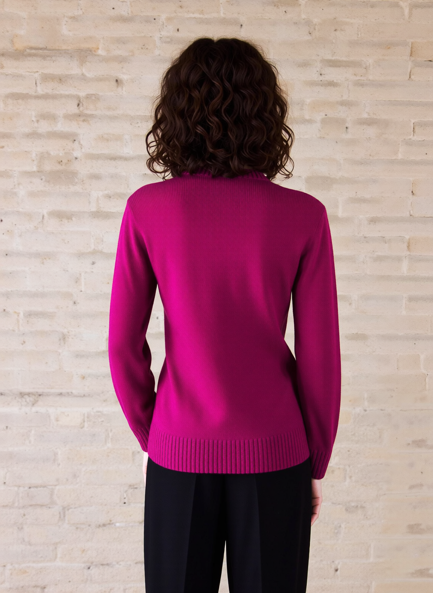 Fuchsia Four Button Cable Knit Jumper