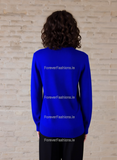 Royal Blue Four Button Cable Knit Jumper