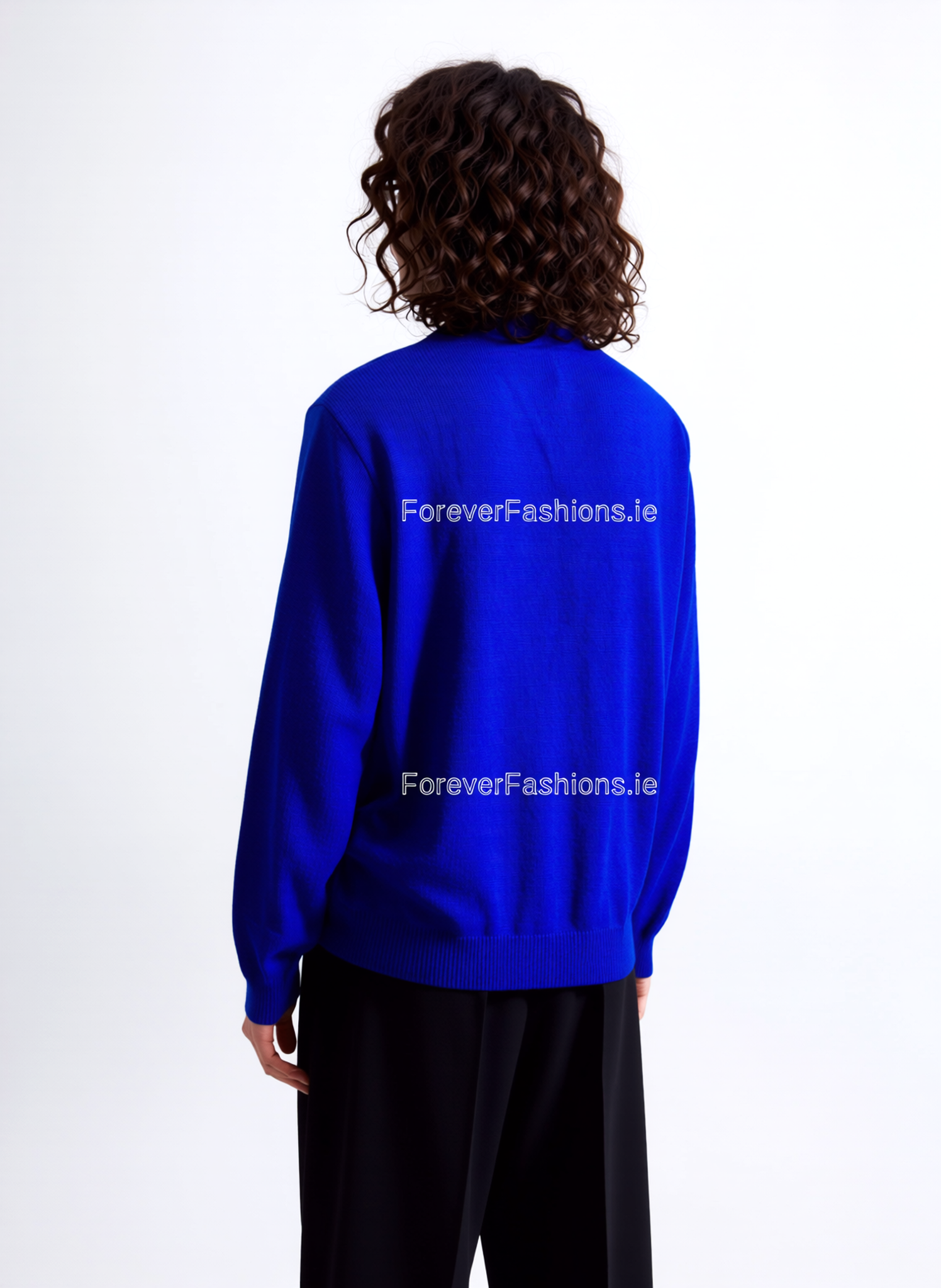 Royal Blue Round Neck Diamond Design Jumper