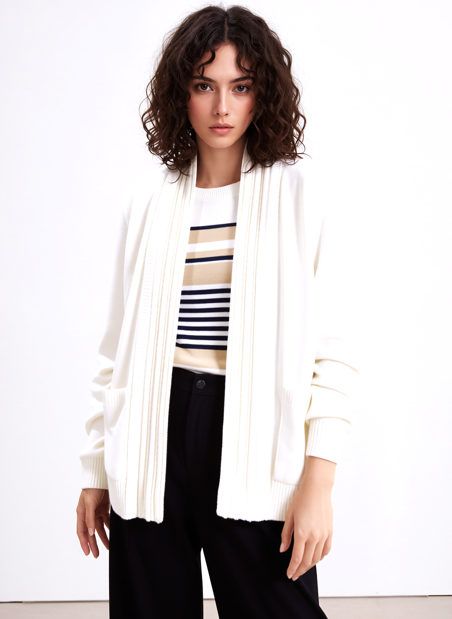 White Stripe Twinset Jumper