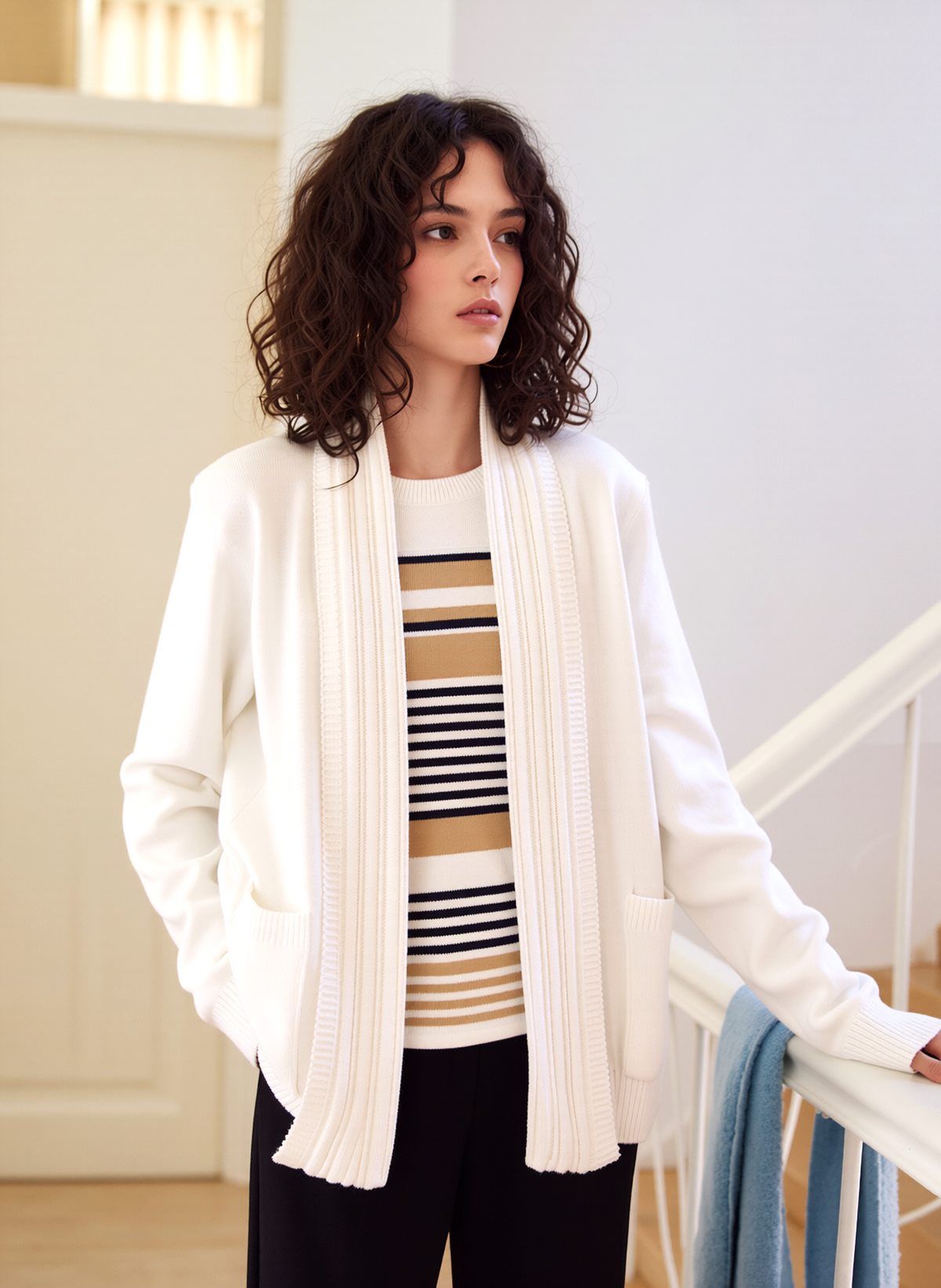 White Stripe Twinset Jumper