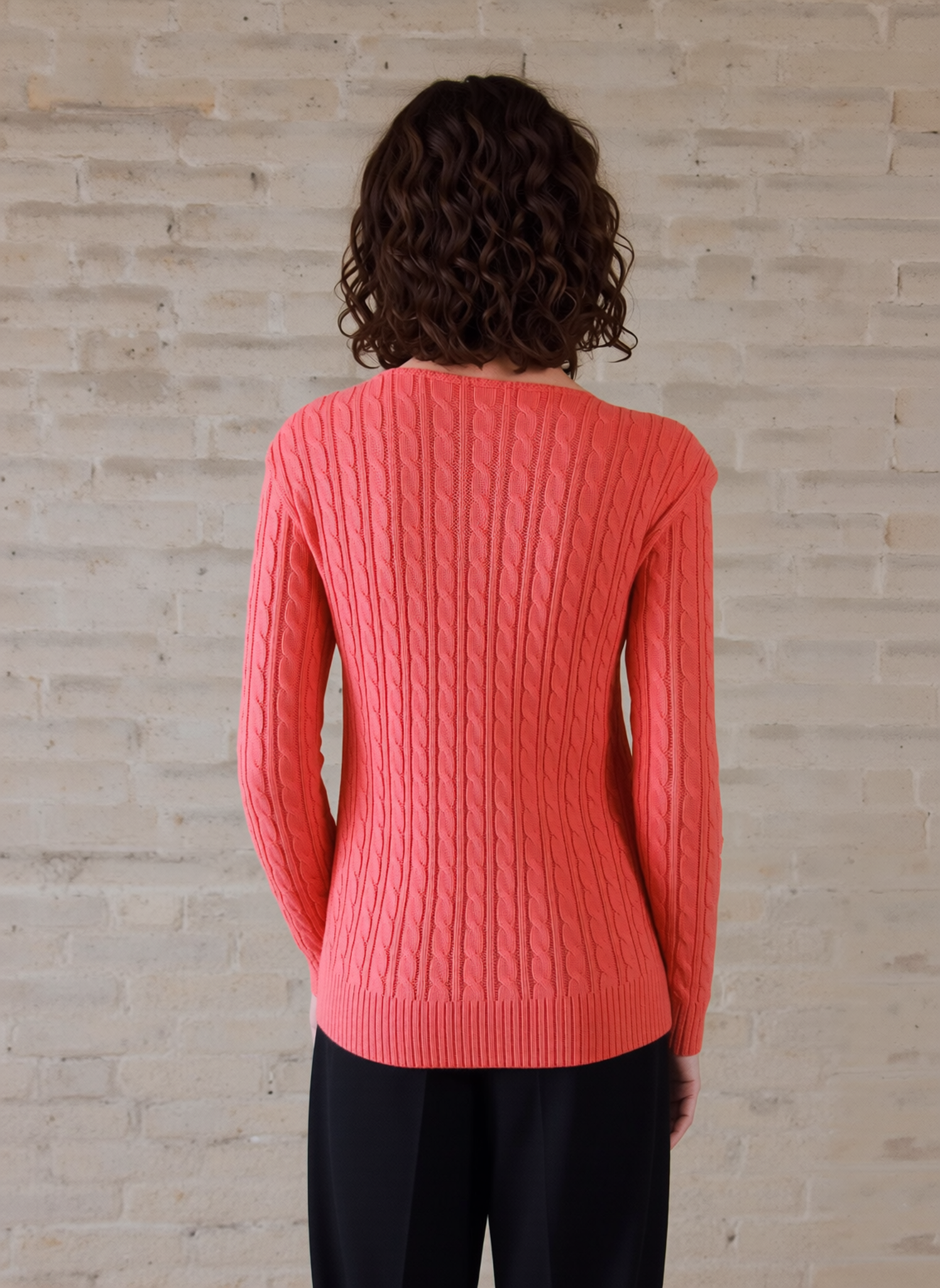 Coral V-Neck Cable Knit Jumper