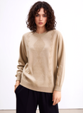 Beige Round Neck Diamond Design Jumper