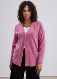 Pink V-Neck Button Pocket Cardigan