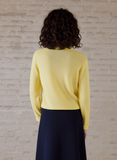Yellow Round Neck Button Pocket Cardigan