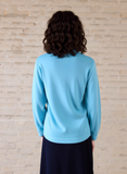 Blue V-Neck Button Pocket Cardigan