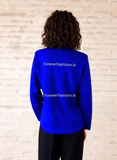Royal Blue Round Neck Button Pocket Cardigan