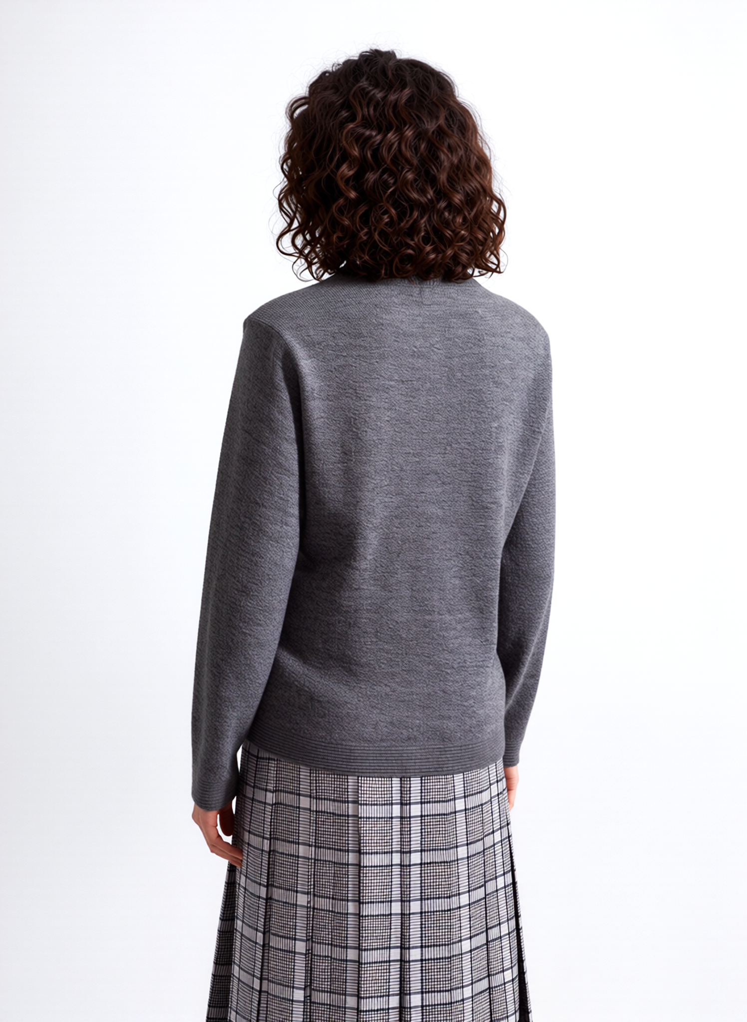Grey Round Neck Button Cardigan