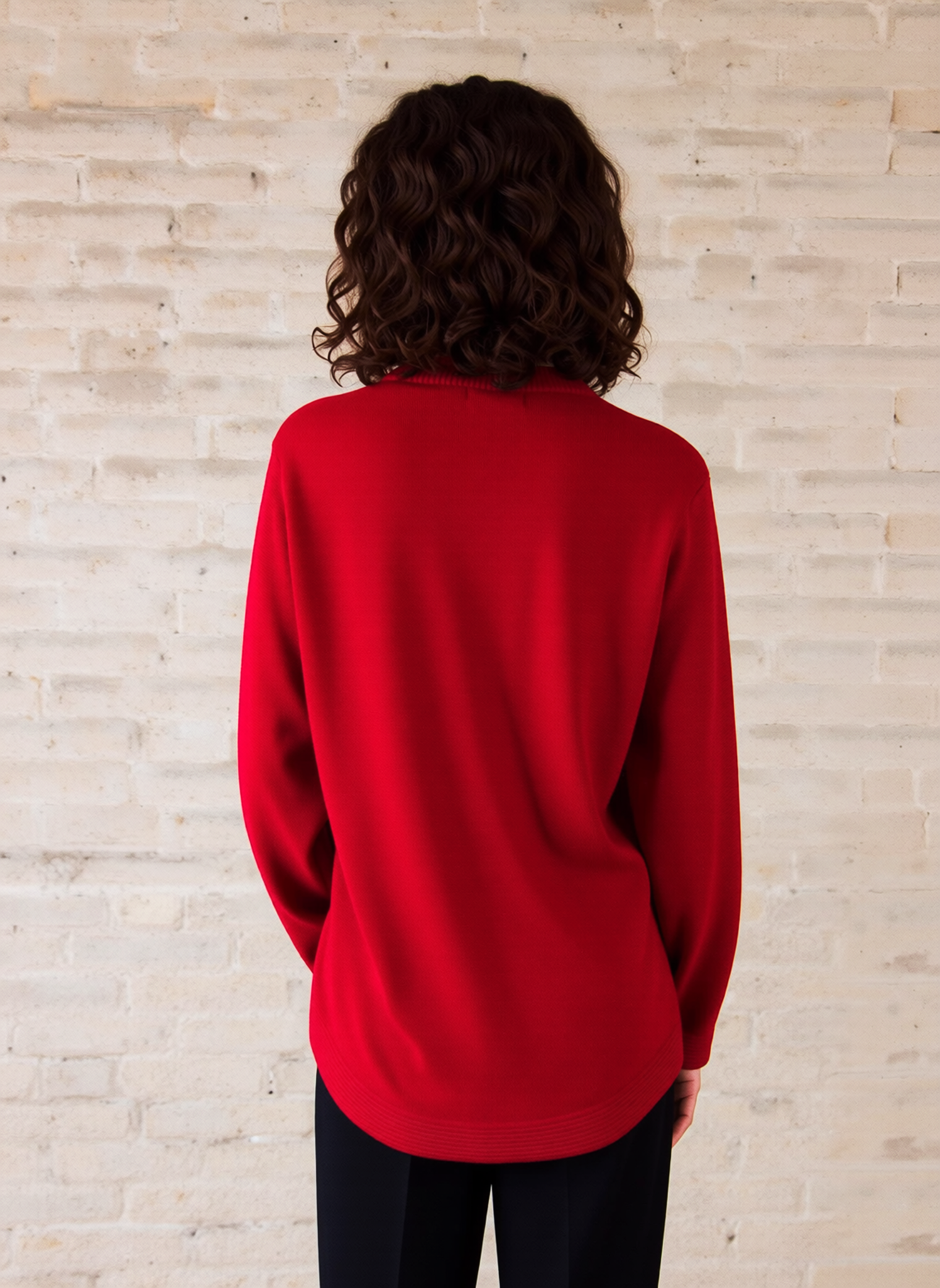 Red Round Neck Button Cardigan