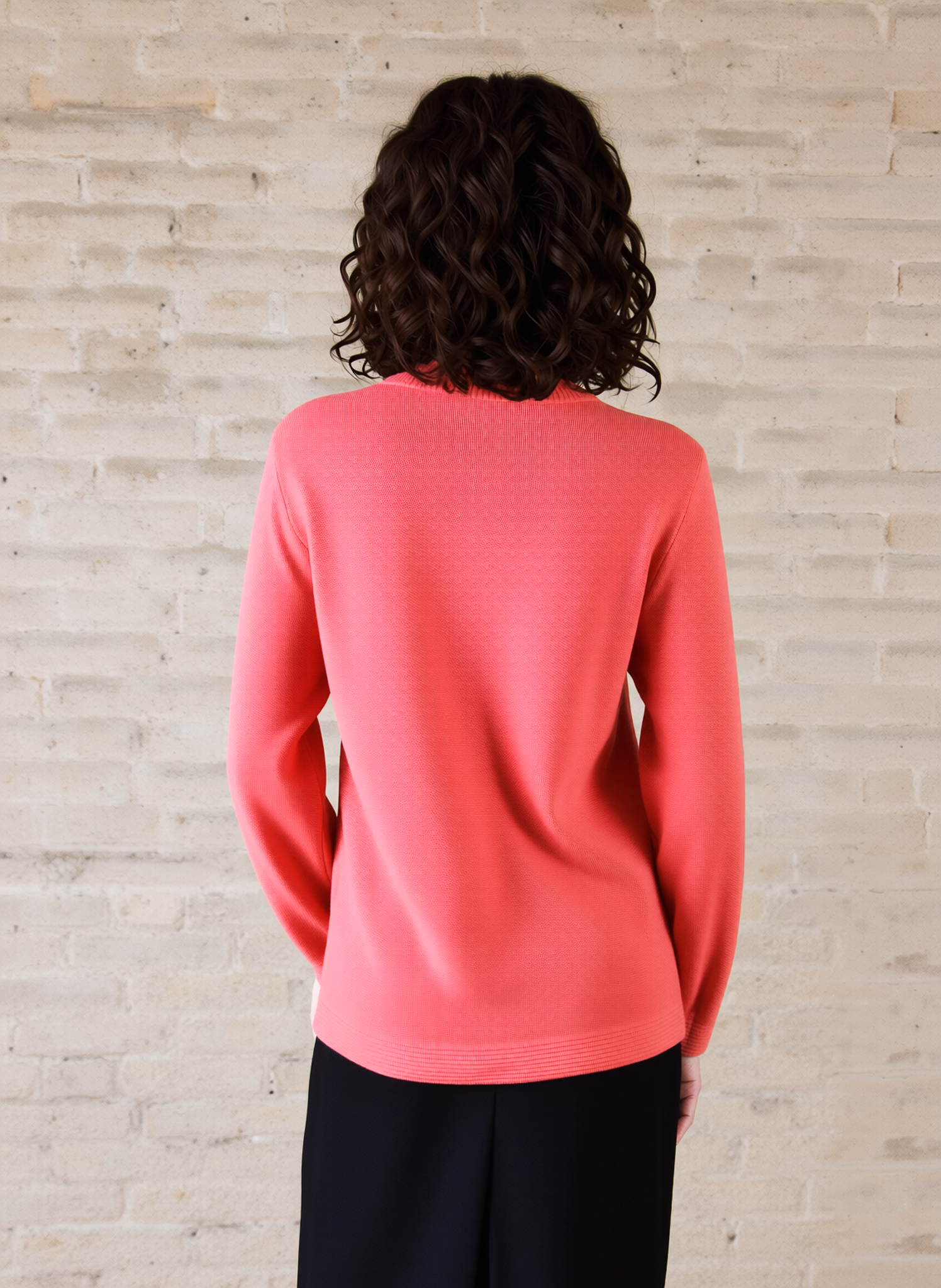 Coral Round Neck Button Pocket Cardigan