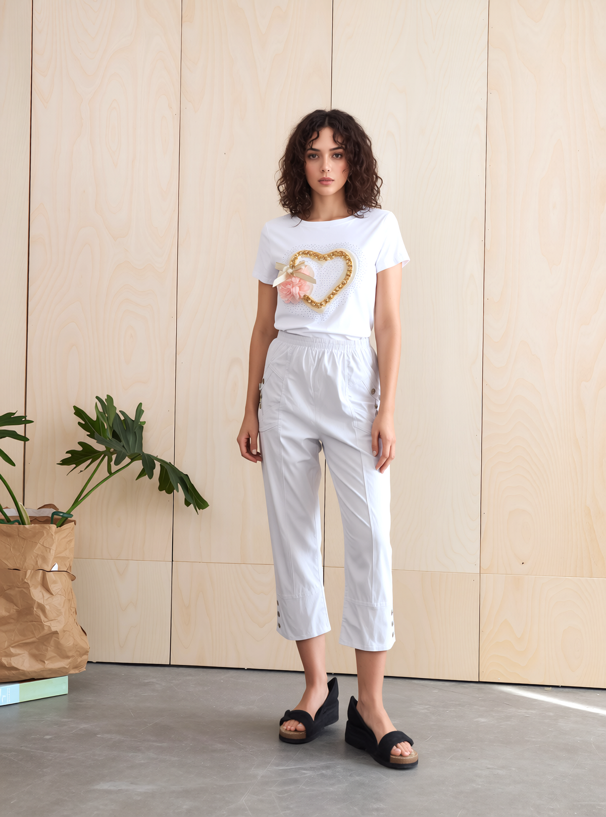 White Cropped Cotton Trouser