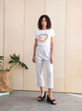 White Cropped Cotton Trouser