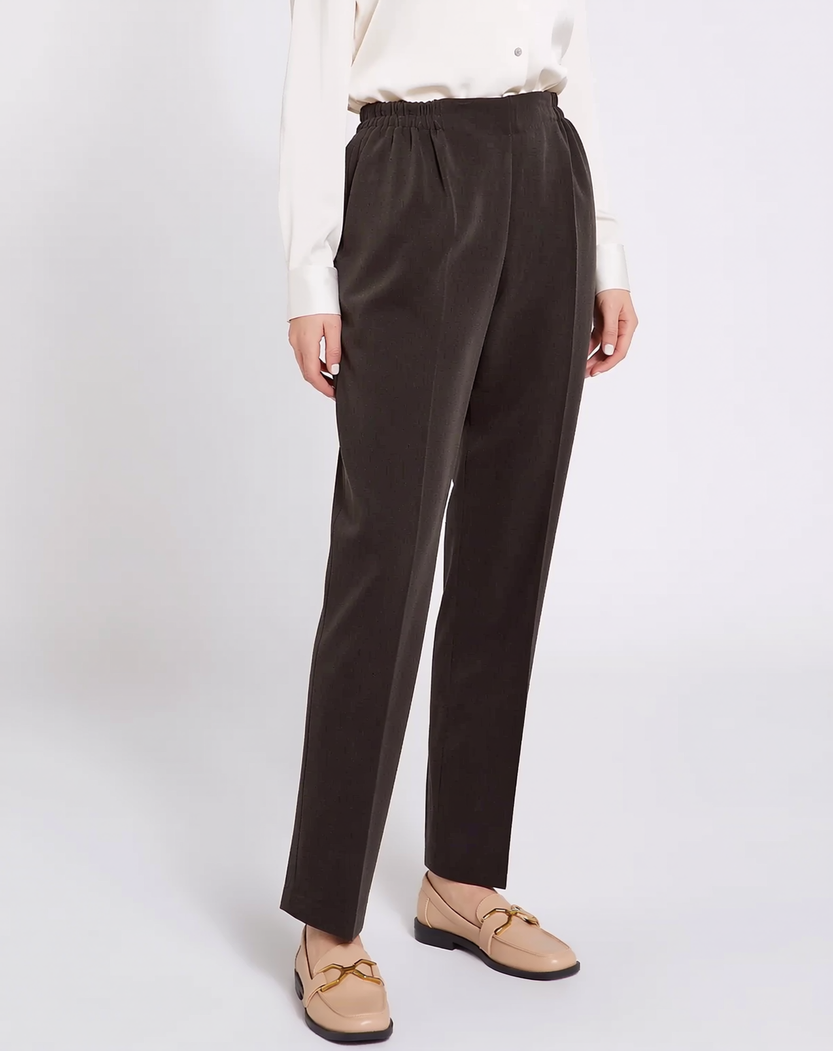 Beige Elasticated Waist Soft Touch Trouser