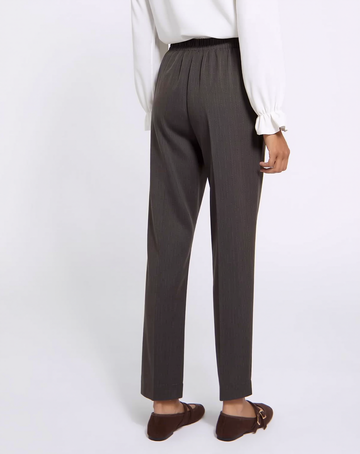 Beige Elasticated Waist Soft Touch Trouser