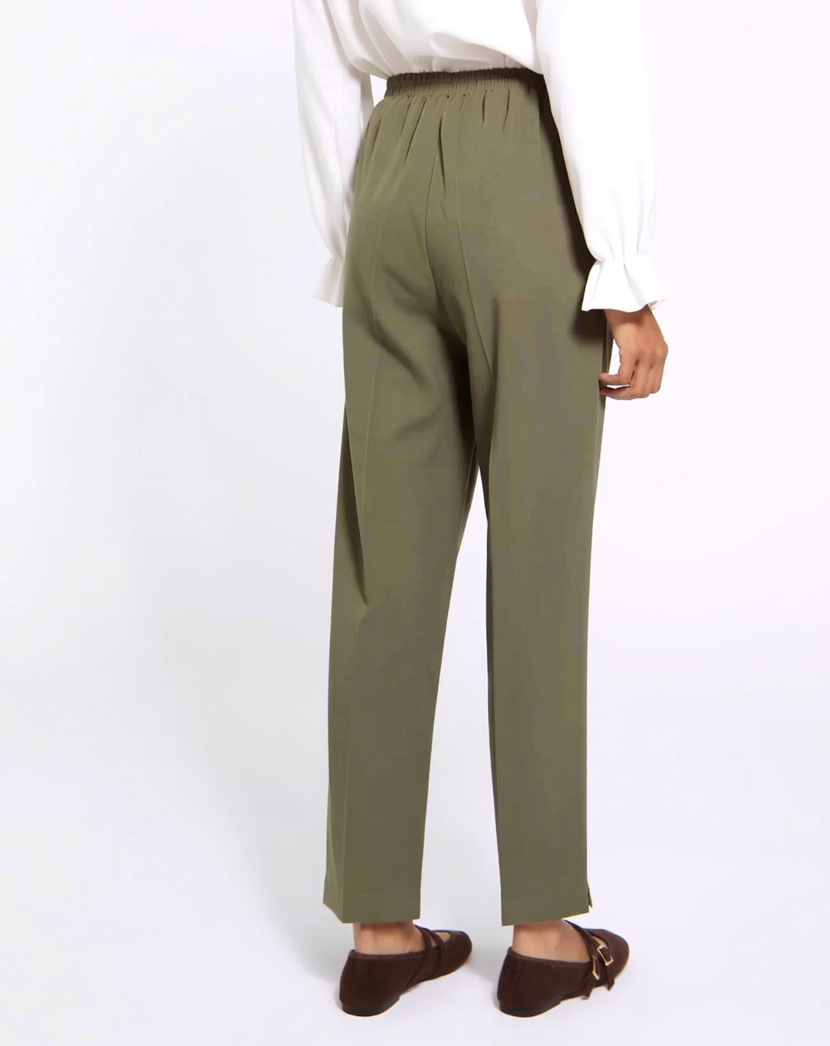 Sage Green Elasticated Waist Pocket Trouser