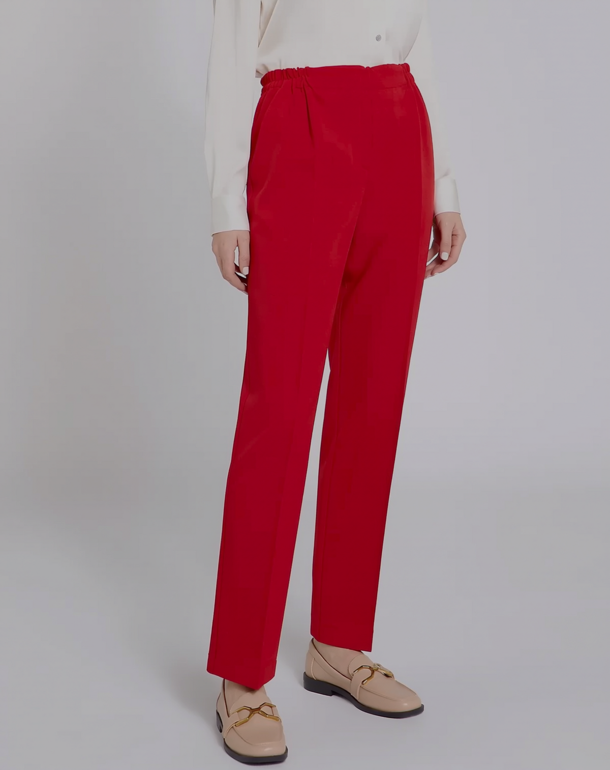 Red Elasticated Waist Pocket Trouser