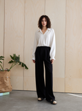 Black Wide Leg Trousers with Elastic Waist