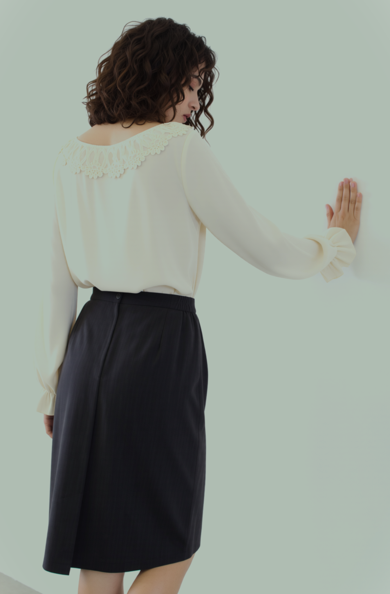 Grey Elasticated Straight Skirt