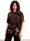 Brown Leopard Print Short Sleeves Top