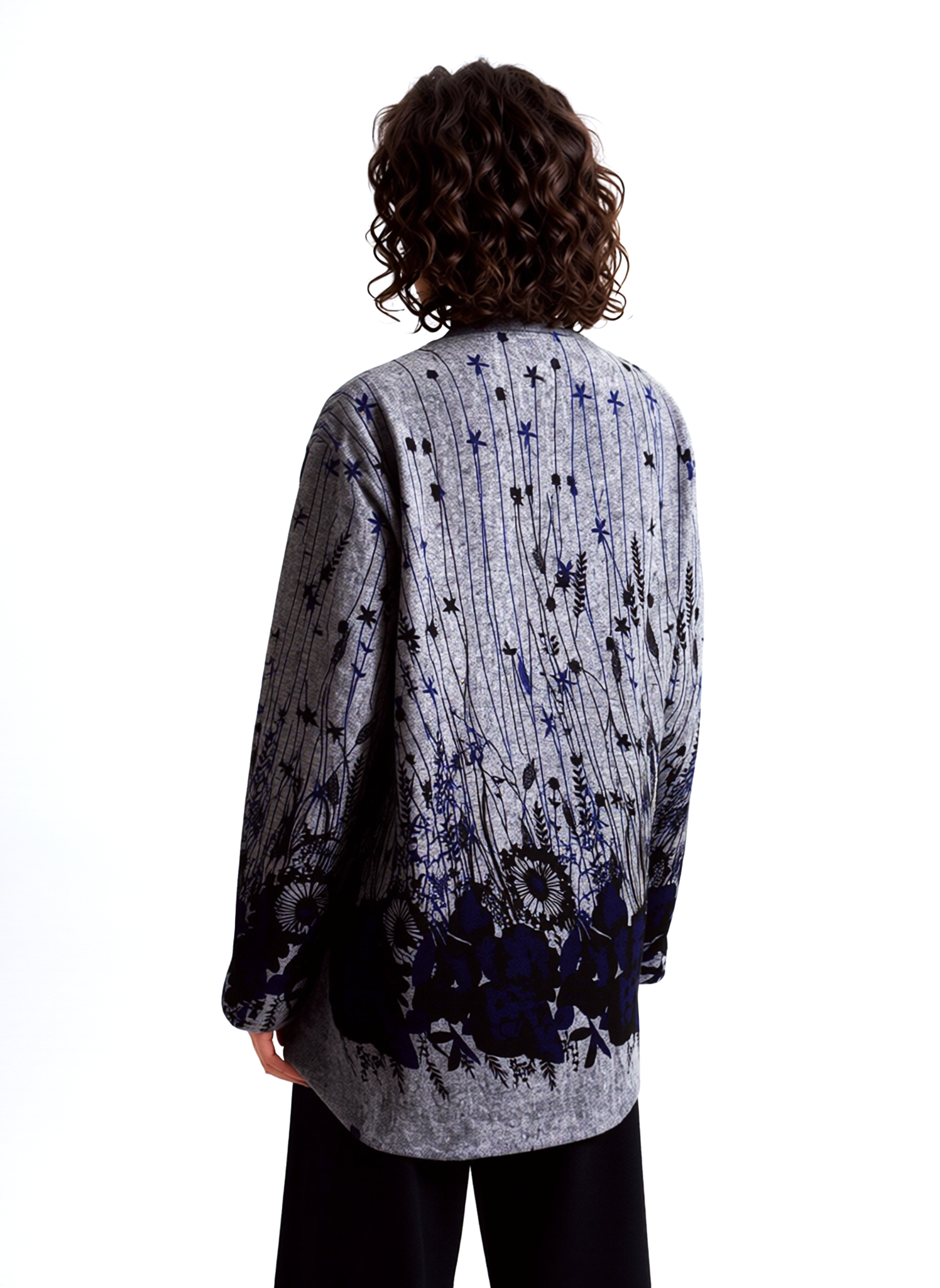 Navy Floral Pattern Soft Touch Top