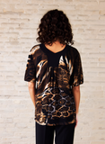 Brown Leopard Print Short Sleeves Top