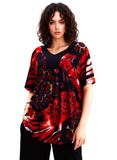 Red Leopard Print Short Sleeves Top