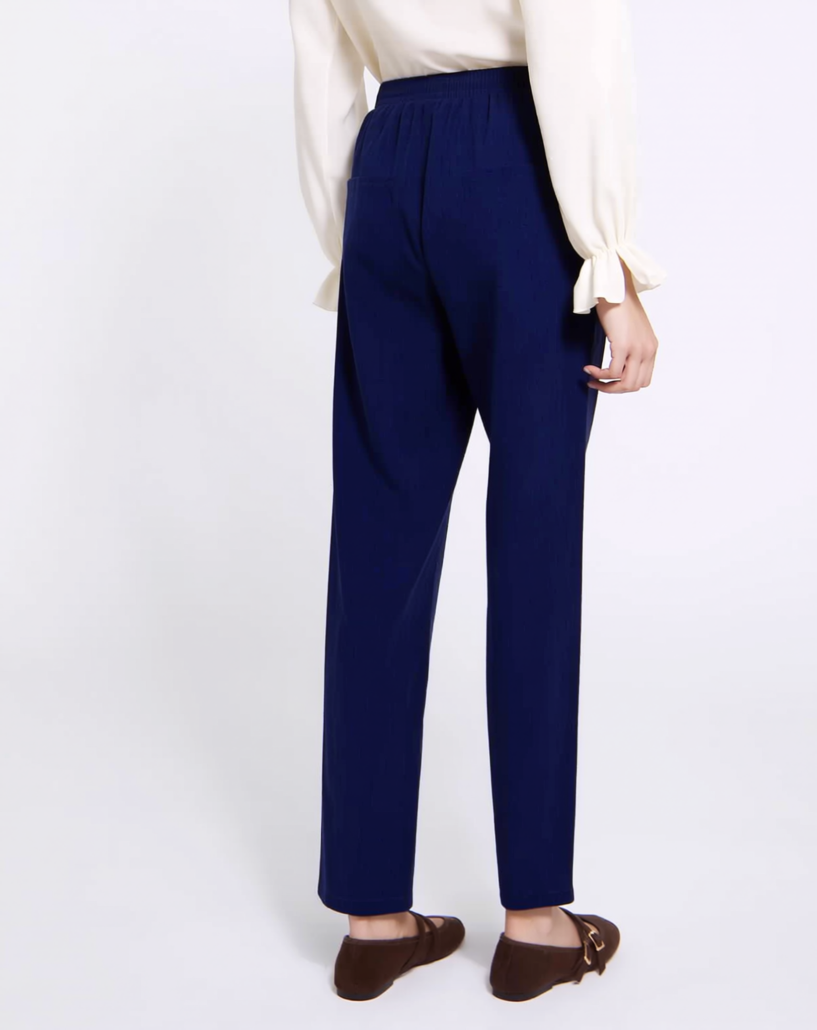 Denim Blue Elastic Waist Pocket Jeans with Stretch